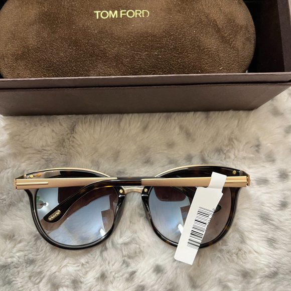 Tom Ford EMMA 56MM CAT EYE SUNGLASSES in DK Havana/ Brown Mirror MSRP$495 main image 6